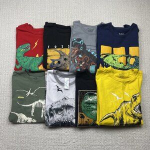 Bundle Lot x8 Boys Kids T-shirt Sz 14 & 16 Dinosaur Jurassic Graphic Tee Read